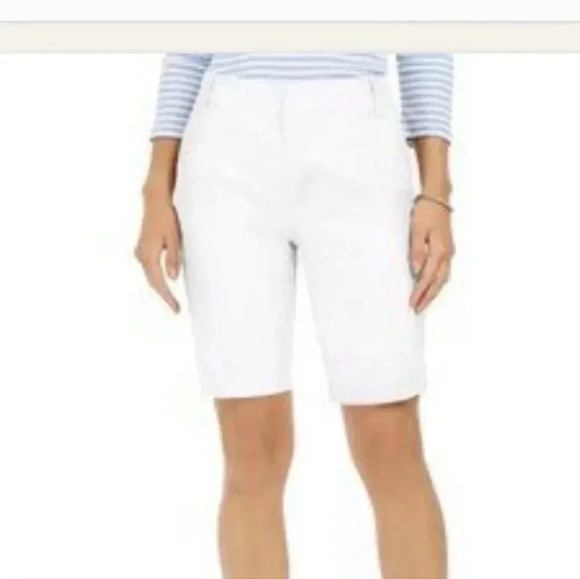 Charter Club Pants - CHARTER CLUB Women's Bright White Solid Mid-Rise Bermuda Pull-On